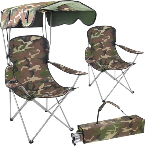 Chaise de pêche pliante avec moustiquaire et auvent TRIZAND Panama, camouflage