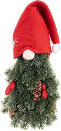 Lutin de Noël en plastique avec motif de branche, rouge 38 cm