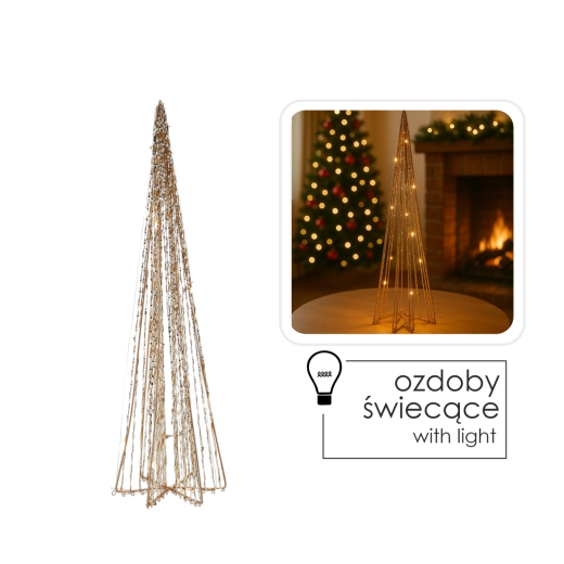 Sapin conique LED de Noël 50 cm – doré