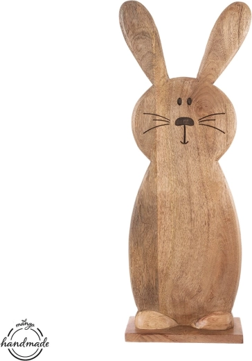 Lapin en bois de manguier, 80 cm