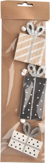 Décoration suspendue en bois en forme de cadeau (3 pcs)