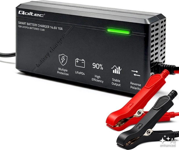 Chargeur pour batteries LiFePO4 12 V 10 A avec indicateur LED
