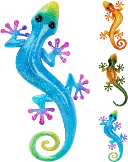 Décoration de jardin en métal lézard 46 × 23 × 2 cm, assortiment de couleurs