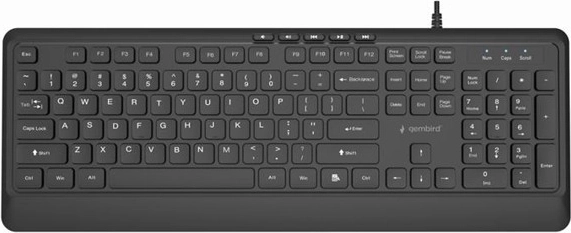 Clavier multimédia filaire slim Gembird USB, noir (disposition US)