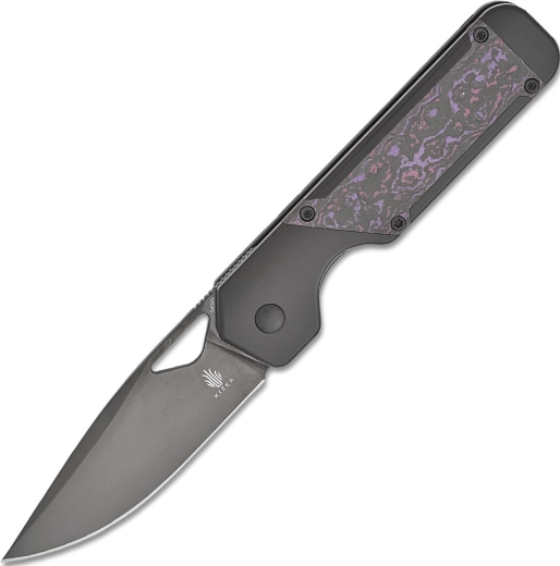 Kizer Militaw couteau de poche pliant 8,5 cm, DLC, titane et Fatcarbon Purple Haze