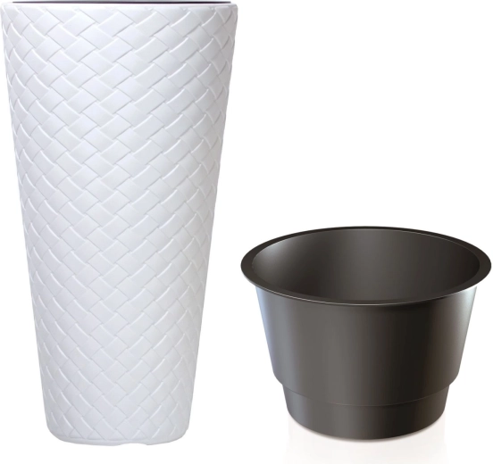 Pot de fleurs Matuba Slim avec insert 40 cm blanc