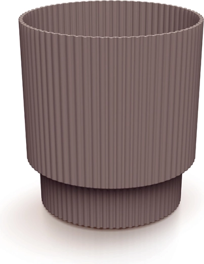 Cache-pot en plastique Milly 14,6 cm marsala au design rainuré