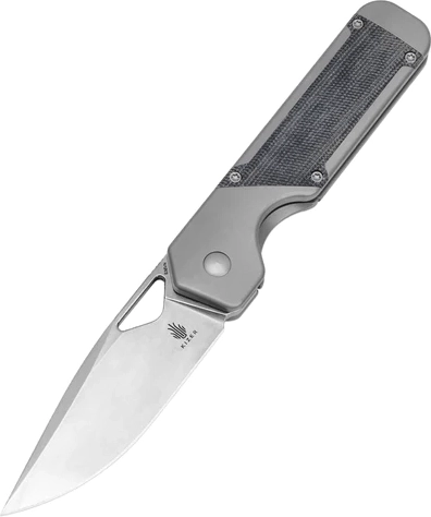 Kizer Militaw couteau de poche 8,5 cm, stonewash, titane et micarta