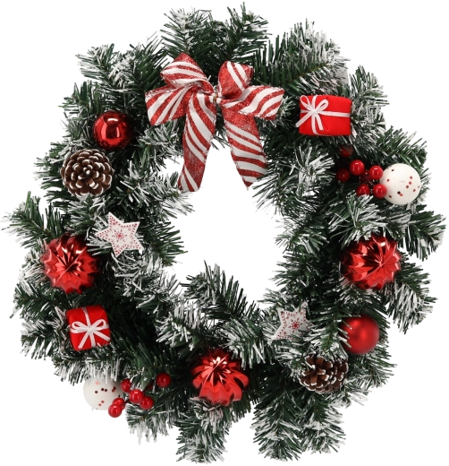 Couronne de Noël 40 cm blanc-rouge