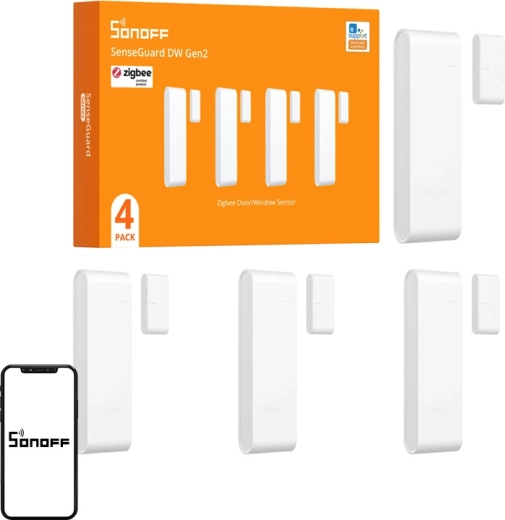 Sonoff Capteur d’ouverture de portes et fenêtres Zigbee SNZB-04PR2 (4 pcs)