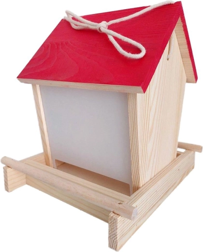 Mangeoire pour oiseaux avec toit en bois de pin