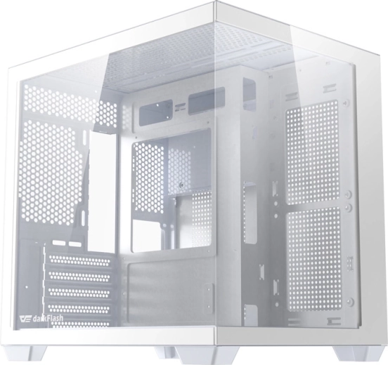 Boîtier PC DARKFLASH B275 – blanc, verre panoramique 270°, M-ATX/ITX