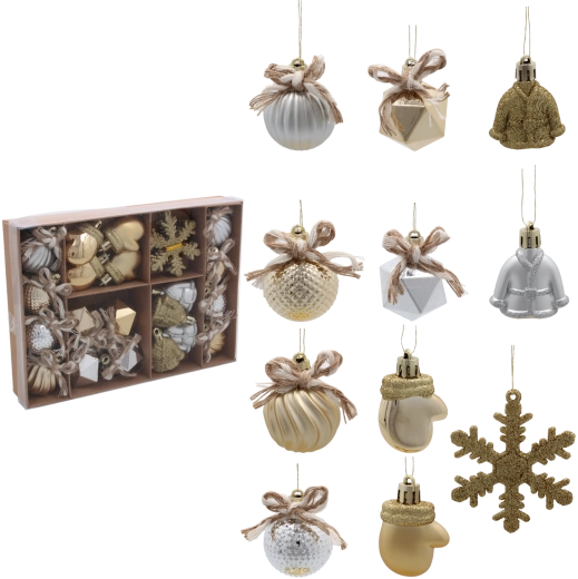Set de 24 décorations de Noël mix argent et champagne Chomik