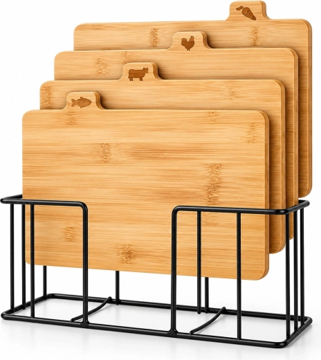 Ensemble de planches à découper en bambou avec support Renew Force - 5 pièces
