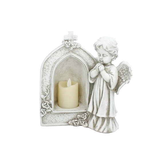 Décoration funéraire ange de l’éternité avec lumière LED - 1 pièce