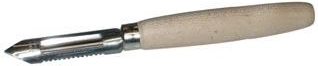 Éplucheur à légumes en acier inoxydable double face avec manche en bois 16 cm