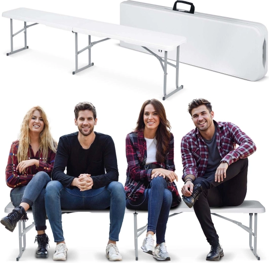 Banc de catering pliant 180 cm blanc