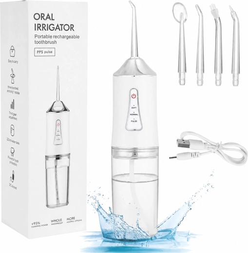Irrigateur dentaire sans fil 230 ml avec 4 canules et 3 modes - 1 pièce