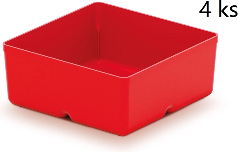 Ensemble de 4 boîtes en plastique pour outils Unite Box, rouges, 110 × 110 × 112 mm
