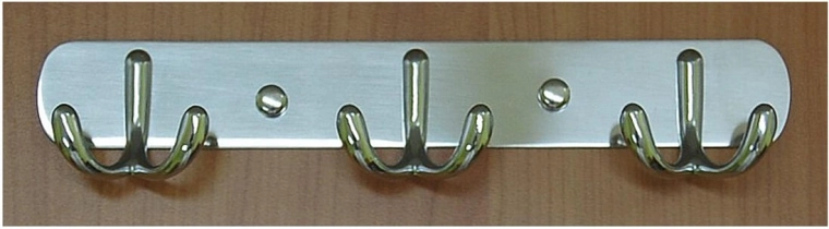 Porte-manteau mural à trois doubles crochets CYRIL, chrome