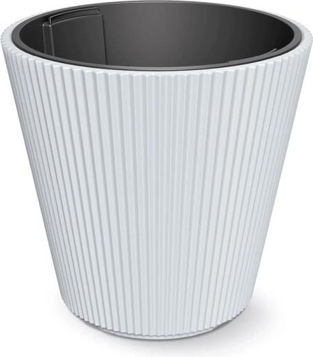 Pot Milly avec insert 46,7 cm – pot de fleurs en plastique blanc pour l’intérieur et l’extérieur