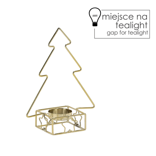 Chandelier en métal doré en forme de sapin de Noël