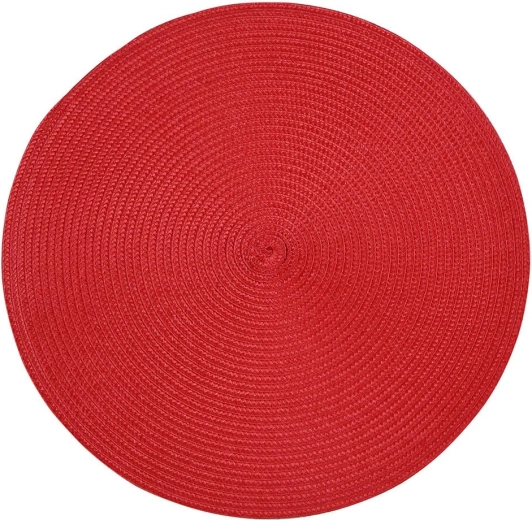 Set de table rond en PP aspect paille 38 cm rouge