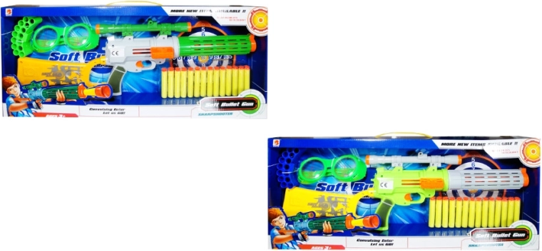 Pistolet pour enfants à fléchettes en mousse avec lunettes