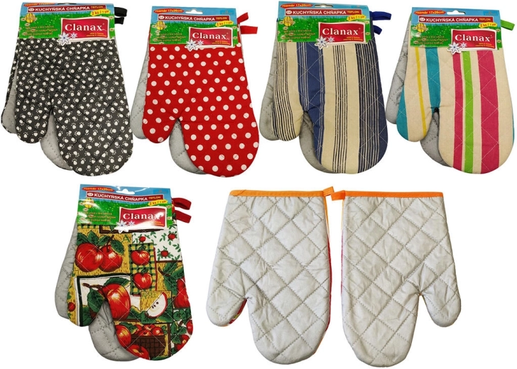 Manique de cuisine en coton et téflon avec aimant et boucle, motifs assortis (2 pcs)