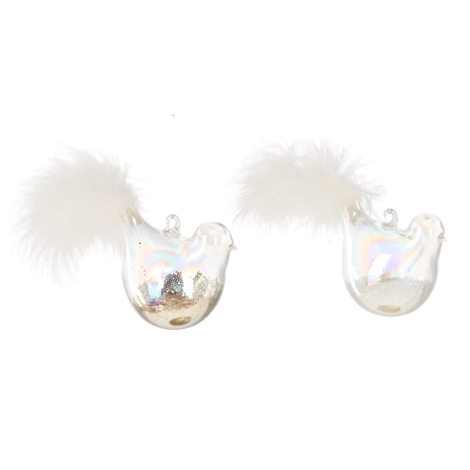 Oiseau décoratif de Noël en verre – lot de 6 pièces