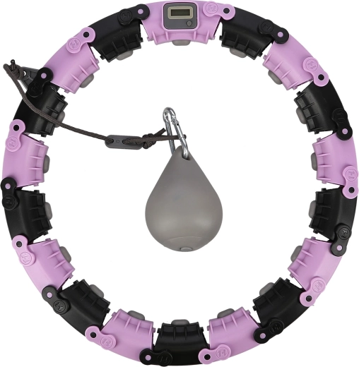Hula-hoop de massage intelligent avec poids et compteur, violet‑noir