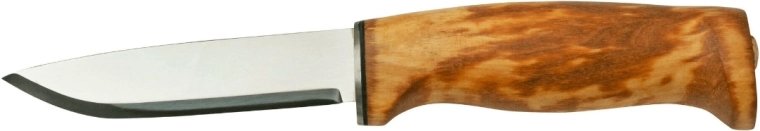 Helle Fjellkniven couteau outdoor 12C27, lame 9,8 cm, bouleau madré, étui en cuir