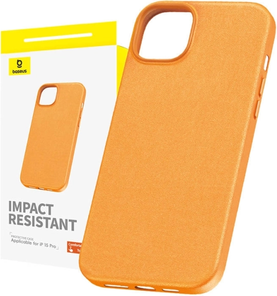 Coque pour iPhone 15 Pro Baseus série Fauxther orange