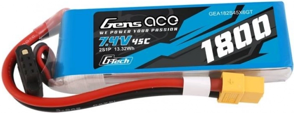 Batterie LiPo Gens Ace 1800mAh 7,4V 45C avec connecteur XT60