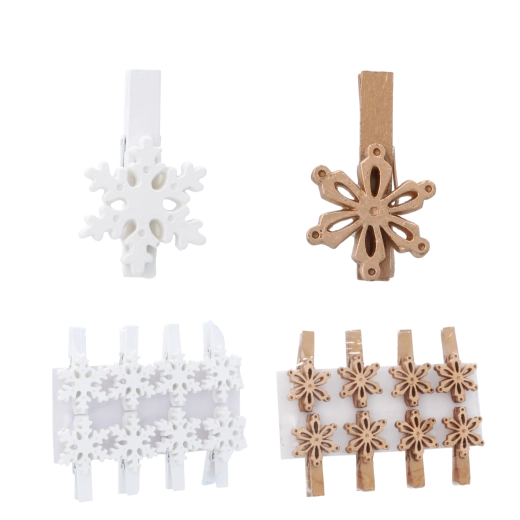 Décorations de Noël à clip avec flocons de neige, 3 × 3 cm, lot de 8 pièces