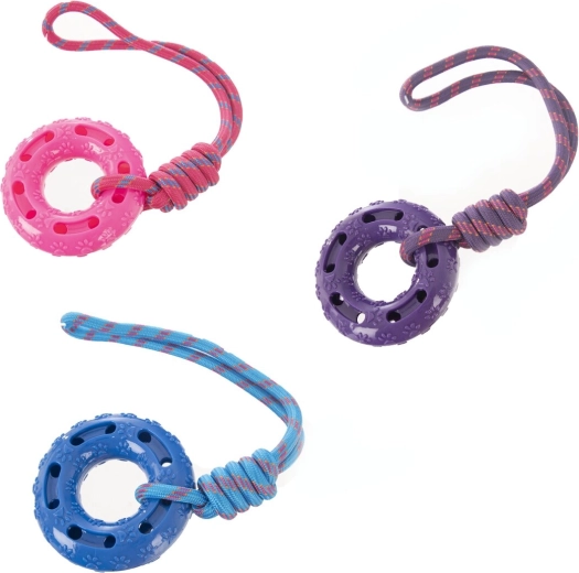Jouet pour chien en plastique résistant et corde 51 cm (3 variantes)