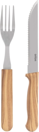 Set steak : couteau et fourchette en inox avec manche en plastique