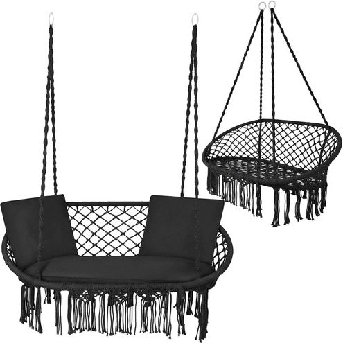 Fauteuil suspendu boho pour deux, noir GARDLOV