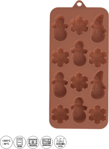 Moule en silicone pour chocolat Noël 12 formes marron - 1 pièce