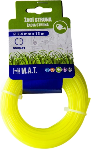 Fil nylon pour coupe-bordures 2,4 mm, profil rond, 15 m, jaune