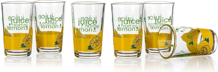 Verres avec motif Lemon 250 ml, lot de 6 pièces