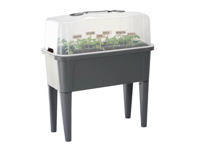 Serre surélevée avec table et couvercle, anthracite 76 × 38 × 83 cm