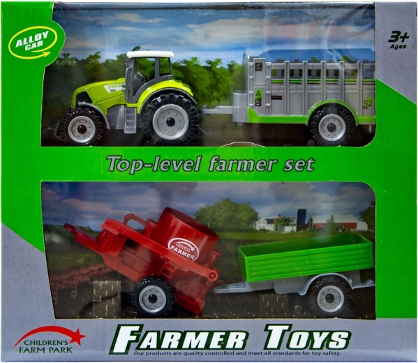 Tracteur vert avec remorques interchangeables
