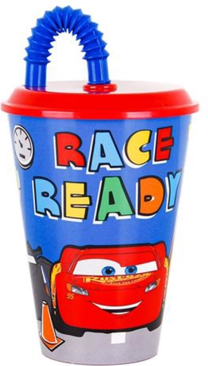 Gobelet en plastique avec paille CARS 430 ml