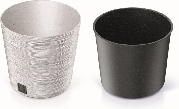 Cache-pot Furu Round Low Eco Wood 30 cm – blanc