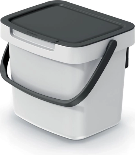 Poubelle Systema Q Collect 3 l gris cendre avec couvercle noir