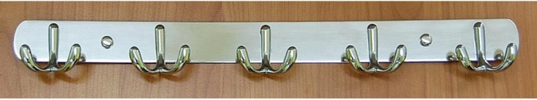 Porte-manteau mural à cinq doubles crochets CYRIL, chrome