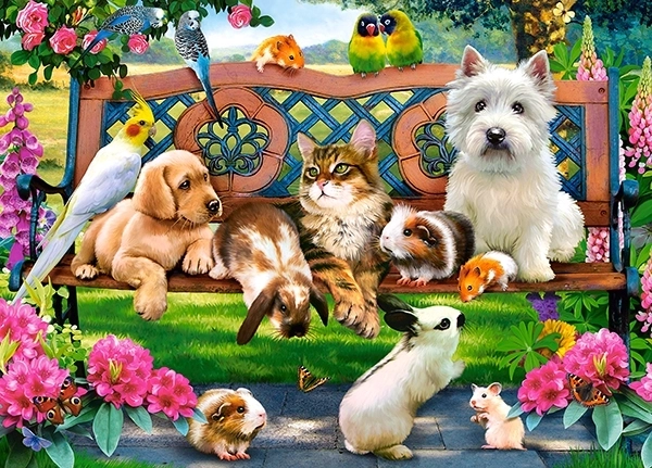 Puzzle 180 pièces – Animaux de compagnie au parc