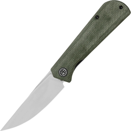 Petrified Fish Viking couteau de poche 9,2 cm, satin, Micarta verte