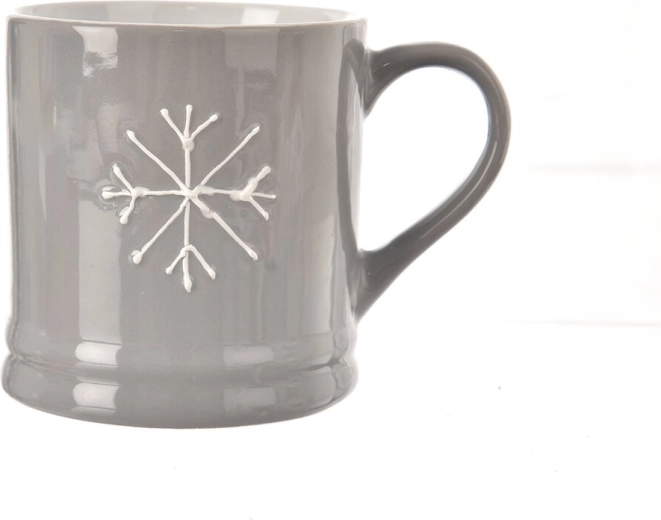 Tasse en céramique avec motif flocon de neige grise 420 ml